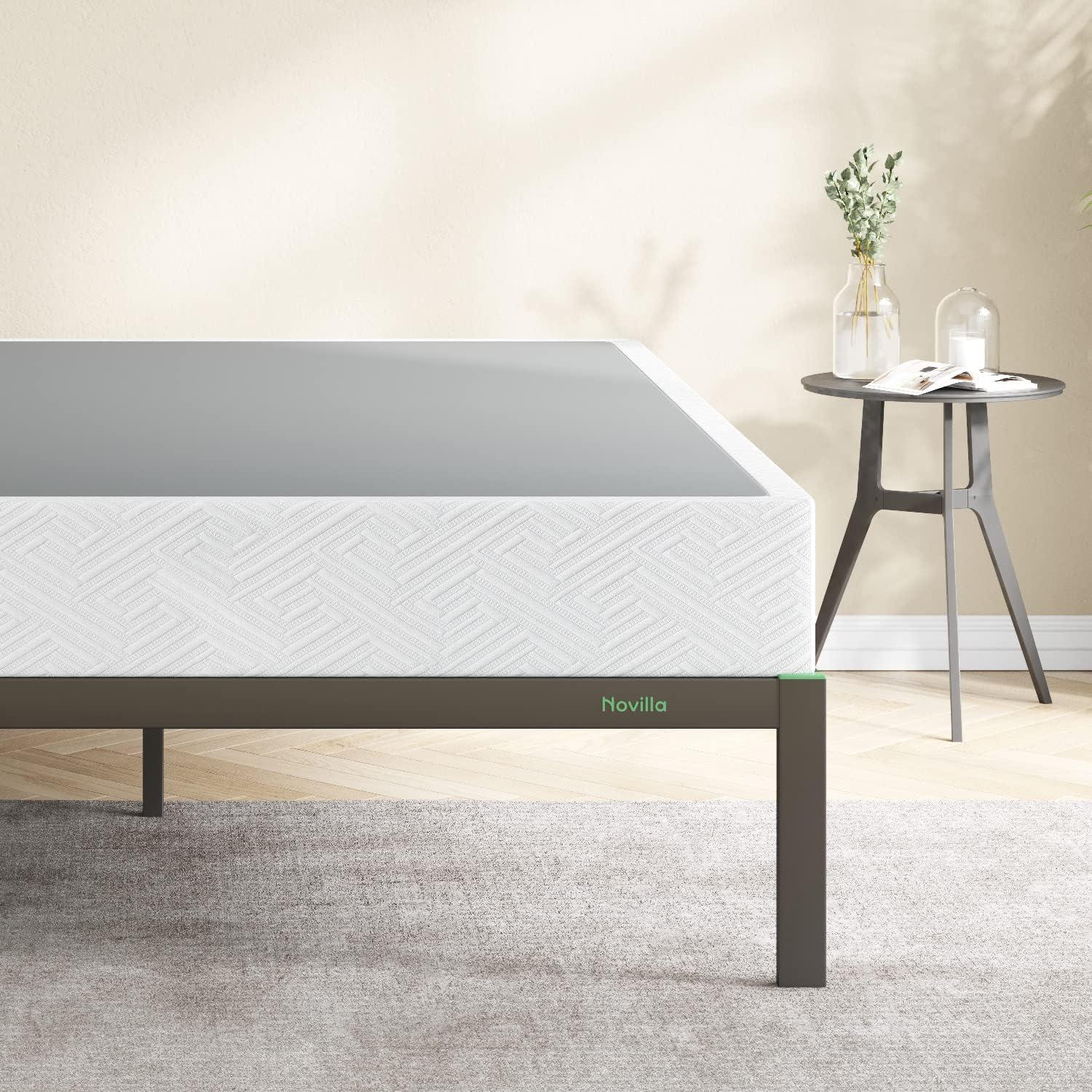 imageNovilla Box Spring for Queen Bed 4Inch Metal Queen Box Spring Supports for All Types of MattressExtraStrong Support ampamp NonSlip No Noise Easy AssemblyFull