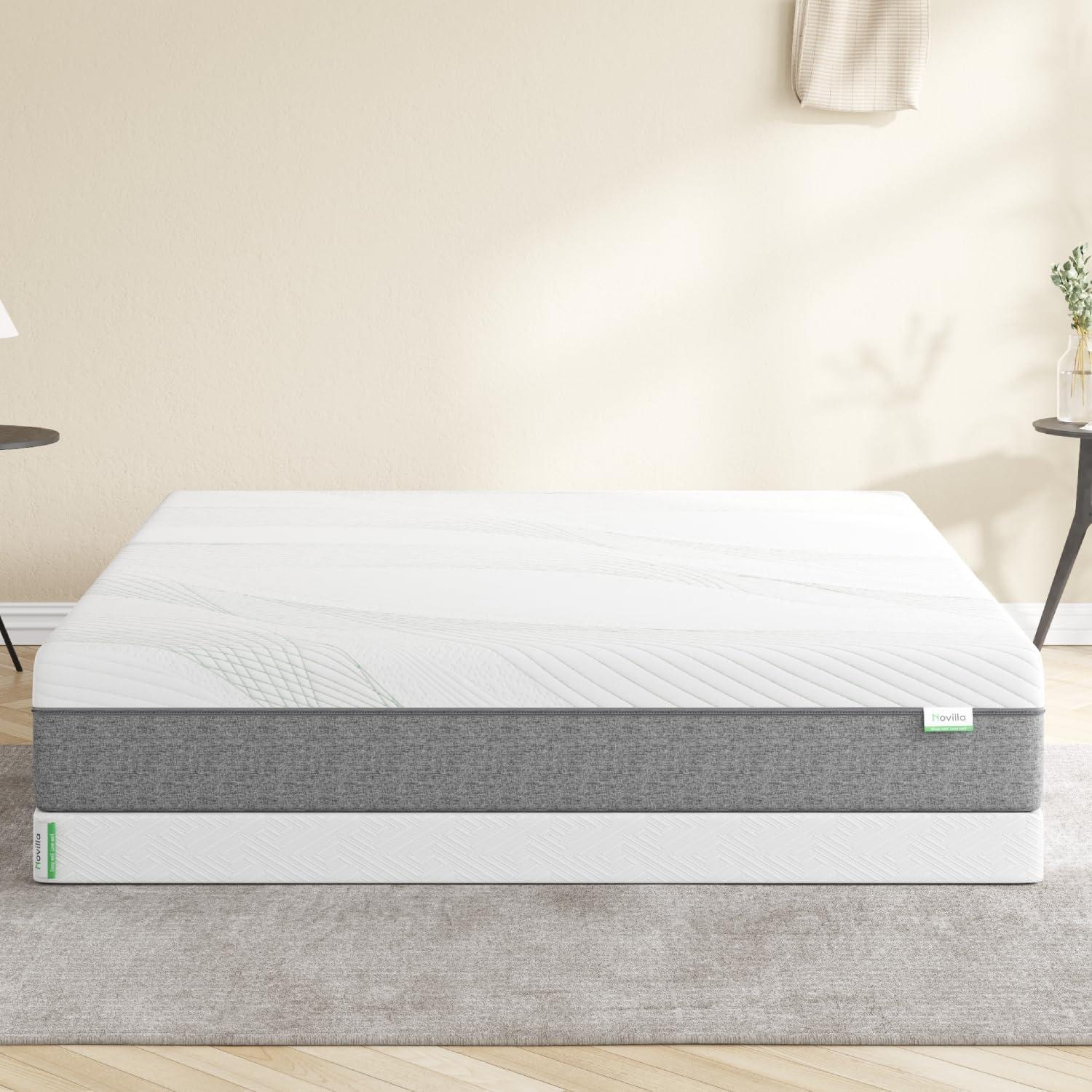 imageNovilla Box Spring for Queen Bed 4Inch Metal Queen Box Spring Supports for All Types of MattressExtraStrong Support ampamp NonSlip No Noise Easy AssemblyFull