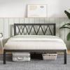 imageNovilla 14 Inch Full Size Bed Frame with Headboard White Metal Platform Bed Frame Full Bed Frame No Box Spring Needed Easy AssemblyWith Headboardblack a