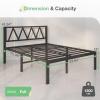 imageNovilla 14 Inch Full Size Bed Frame with Headboard White Metal Platform Bed Frame Full Bed Frame No Box Spring Needed Easy AssemblyWith Headboardblack B