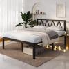 imageNovilla 14 Inch Full Size Bed Frame with Headboard White Metal Platform Bed Frame Full Bed Frame No Box Spring Needed Easy AssemblyWith Headboardblack B
