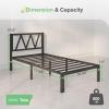 imageNovilla 14 Inch Full Size Bed Frame with Headboard White Metal Platform Bed Frame Full Bed Frame No Box Spring Needed Easy AssemblyWith Headboardblack B
