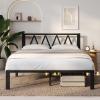 imageNovilla 14 Inch Full Size Bed Frame with Headboard White Metal Platform Bed Frame Full Bed Frame No Box Spring Needed Easy AssemblyWith Headboardblack B