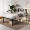 imageNovilla 14 Inch Full Size Bed Frame with Headboard White Metal Platform Bed Frame Full Bed Frame No Box Spring Needed Easy AssemblyWith Headboardblack B