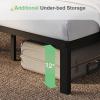 imageNovilla 14 Inch Full Size Bed Frame with Headboard White Metal Platform Bed Frame Full Bed Frame No Box Spring Needed Easy AssemblyWith Headboardblack B
