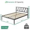 imageNovilla 14 Inch Full Size Bed Frame with Headboard White Metal Platform Bed Frame Full Bed Frame No Box Spring Needed Easy AssemblyWith Headboardblack a