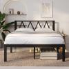 imageNovilla 14 Inch Full Size Bed Frame with Headboard White Metal Platform Bed Frame Full Bed Frame No Box Spring Needed Easy AssemblyWith Headboardblack B