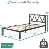 imageNovilla 14 Inch Full Size Bed Frame with Headboard White Metal Platform Bed Frame Full Bed Frame No Box Spring Needed Easy AssemblyWith Headboardblack a