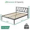 imageNovilla 14 Inch Full Size Bed Frame with Headboard White Metal Platform Bed Frame Full Bed Frame No Box Spring Needed Easy AssemblyWith Headboardblack a