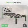 imageNovilla 14 Inch Full Size Bed Frame with Headboard White Metal Platform Bed Frame Full Bed Frame No Box Spring Needed Easy AssemblyWith Headboardblack B