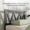 imageNovilla 14 Inch Full Size Bed Frame with Headboard White Metal Platform Bed Frame Full Bed Frame No Box Spring Needed Easy AssemblyWith Headboardblack a