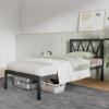 imageNovilla 14 Inch Full Size Bed Frame with Headboard White Metal Platform Bed Frame Full Bed Frame No Box Spring Needed Easy AssemblyWith Headboardblack a