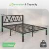 imageNovilla 14 Inch Full Size Bed Frame with Headboard White Metal Platform Bed Frame Full Bed Frame No Box Spring Needed Easy AssemblyWith Headboardblack B
