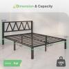 imageNovilla 14 Inch Full Size Bed Frame with Headboard White Metal Platform Bed Frame Full Bed Frame No Box Spring Needed Easy AssemblyWith Headboardblack B