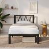 imageNovilla 14 Inch Full Size Bed Frame with Headboard White Metal Platform Bed Frame Full Bed Frame No Box Spring Needed Easy AssemblyWith Headboardblack B