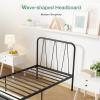 imageNovilla 14 Inch Full Size Bed Frame with Headboard White Metal Platform Bed Frame Full Bed Frame No Box Spring Needed Easy AssemblyWith Headboarddark Black