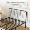 imageNovilla 14 Inch Full Size Bed Frame with Headboard White Metal Platform Bed Frame Full Bed Frame No Box Spring Needed Easy AssemblyWith Headboarddark Black