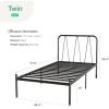 imageNovilla 14 Inch Full Size Bed Frame with Headboard White Metal Platform Bed Frame Full Bed Frame No Box Spring Needed Easy AssemblyWith Headboarddark Black