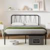 imageNovilla 14 Inch Full Size Bed Frame with Headboard White Metal Platform Bed Frame Full Bed Frame No Box Spring Needed Easy AssemblyWith Headboarddark Black