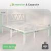 imageNovilla 14 Inch Full Size Bed Frame with Headboard White Metal Platform Bed Frame Full Bed Frame No Box Spring Needed Easy AssemblyWith Headboardwhite B