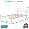 imageNovilla 14 Inch Full Size Bed Frame with Headboard White Metal Platform Bed Frame Full Bed Frame No Box Spring Needed Easy AssemblyWith Headboardwhite a