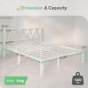 imageNovilla 14 Inch Full Size Bed Frame with Headboard White Metal Platform Bed Frame Full Bed Frame No Box Spring Needed Easy AssemblyWith Headboardwhite B