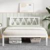 imageNovilla 14 Inch Full Size Bed Frame with Headboard White Metal Platform Bed Frame Full Bed Frame No Box Spring Needed Easy AssemblyWith Headboardwhite a