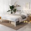 imageNovilla 14 Inch Full Size Bed Frame with Headboard White Metal Platform Bed Frame Full Bed Frame No Box Spring Needed Easy AssemblyWith Headboardwhite B