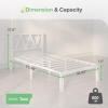 imageNovilla 14 Inch Full Size Bed Frame with Headboard White Metal Platform Bed Frame Full Bed Frame No Box Spring Needed Easy AssemblyWith Headboardwhite B