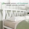 imageNovilla 14 Inch Full Size Bed Frame with Headboard White Metal Platform Bed Frame Full Bed Frame No Box Spring Needed Easy AssemblyWith Headboardwhite a