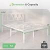 imageNovilla 14 Inch Full Size Bed Frame with Headboard White Metal Platform Bed Frame Full Bed Frame No Box Spring Needed Easy AssemblyWith Headboardwhite B