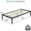 imageNovilla 14 Inch Full Size Bed Frame with Headboard White Metal Platform Bed Frame Full Bed Frame No Box Spring Needed Easy AssemblyWithout Headboardblack a