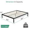 imageNovilla 14 Inch Full Size Bed Frame with Headboard White Metal Platform Bed Frame Full Bed Frame No Box Spring Needed Easy AssemblyWithout Headboardblack a