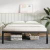 imageNovilla 14 Inch Full Size Bed Frame with Headboard White Metal Platform Bed Frame Full Bed Frame No Box Spring Needed Easy AssemblyWithout Headboardblack a