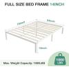 imageNovilla 14 Inch Full Size Bed Frame with Headboard White Metal Platform Bed Frame Full Bed Frame No Box Spring Needed Easy AssemblyWithout Headboardwhite B