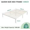 imageNovilla 14 Inch Full Size Bed Frame with Headboard White Metal Platform Bed Frame Full Bed Frame No Box Spring Needed Easy AssemblyWithout Headboardwhite B