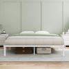 imageNovilla 14 Inch Full Size Bed Frame with Headboard White Metal Platform Bed Frame Full Bed Frame No Box Spring Needed Easy AssemblyWithout Headboardwhite B