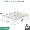 imageNovilla 14 Inch Full Size Bed Frame with Headboard White Metal Platform Bed Frame Full Bed Frame No Box Spring Needed Easy AssemblyWithout Headboardwhite a