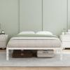 imageNovilla 14 Inch Full Size Bed Frame with Headboard White Metal Platform Bed Frame Full Bed Frame No Box Spring Needed Easy AssemblyWithout Headboardwhite B