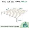 imageNovilla 14 Inch Full Size Bed Frame with Headboard White Metal Platform Bed Frame Full Bed Frame No Box Spring Needed Easy AssemblyWithout Headboardwhite B