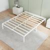 imageNovilla 14 Inch Full Size Bed Frame with Headboard White Metal Platform Bed Frame Full Bed Frame No Box Spring Needed Easy AssemblyWithout Headboardwhite B