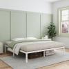 imageNovilla 14 Inch Full Size Bed Frame with Headboard White Metal Platform Bed Frame Full Bed Frame No Box Spring Needed Easy AssemblyWithout Headboardwhite B