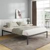 imageNovilla 14 Inch Twin Bed Frame with Headboard Platform Bed Frame No Box Spring Needed Metal Twin Bed Frame with Storage Space Wooden Slats Support Easy Assembly BlackBlack