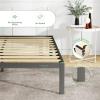 imageNovilla 14 Inch Twin Bed Frame with Headboard Platform Bed Frame No Box Spring Needed Metal Twin Bed Frame with Storage Space Wooden Slats Support Easy Assembly BlackBlack