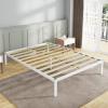 imageNovilla 14 Inch Twin Bed Frame with Headboard Platform Bed Frame No Box Spring Needed Metal Twin Bed Frame with Storage Space Wooden Slats Support Easy Assembly BlackWhite