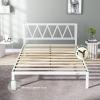 imageNovilla 14 Inch Twin Bed Frame with Headboard Platform Bed Frame No Box Spring Needed Metal Twin Bed Frame with Storage Space Wooden Slats Support Easy Assembly BlackWhite