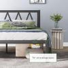 imageNovilla 14 Inch Twin Bed Frame with Headboard Platform Bed Frame No Box Spring Needed Metal Twin Bed Frame with Storage Space Wooden Slats Support Easy Assembly BlackBlack