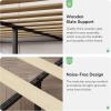 imageNovilla 14 Inch Twin Bed Frame with Headboard Platform Bed Frame No Box Spring Needed Metal Twin Bed Frame with Storage Space Wooden Slats Support Easy Assembly BlackBlack