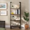 imageNovilla 4Tier Large Storage Bookshelf for Living Room Industrial Ladder Metal Frame Bookcase for BedroomKitchenHome Office Adjustable Table Legs WaterproofampampAntiScratch Desktop Rustic BrownDark Brown