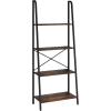 imageNovilla Bookshelf 4Tier Bookcase Freestanding Storage Ladder Shelves for HomeOfficeLiving RoomBalconyBedroom BrownBrown